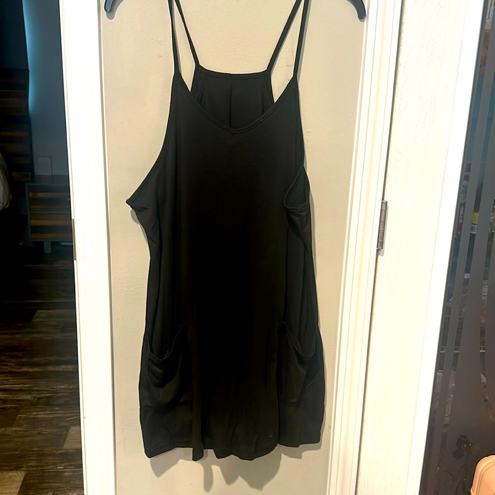 Black mini dress with built-in shorts